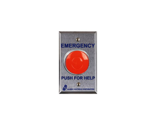 Alarm Controls PBL-1 Single Gang Latching Panic Button with One N/O and One N/C Contact Pair, Stainless Steel