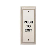 Alarm Controls PN2-111 Narrow Plate with DPDT Momentary Action Switch, Clear Finish, Engraved 'PUSH TO EXIT' and Filled in Black Ink