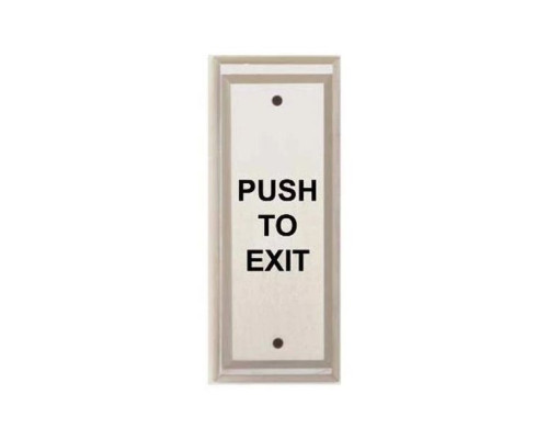 Alarm Controls PN2-111 Narrow Plate with DPDT Momentary Action Switch, Clear Finish, Engraved 'PUSH TO EXIT' and Filled in Black Ink