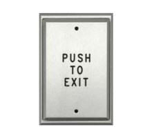 Alarm Controls PS2-111 Single Gang Plate with DPDT Momentary Action Switch, Clear Finish, Engraved 'PUSH TO EXIT' and Filled in Black Ink