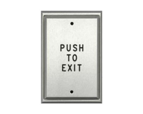 Alarm Controls PS2-111 Single Gang Plate with DPDT Momentary Action Switch, Clear Finish, Engraved 'PUSH TO EXIT' and Filled in Black Ink