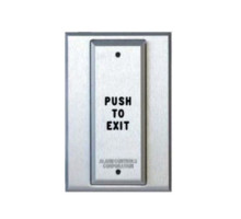 Alarm Controls PT1-111 T-Style Plate with SPDT Momentary Action Switch, Clear Finish, Engraved 'PUSH TO EXIT' and Filled in Black Ink