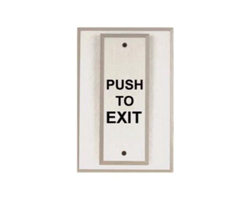 Alarm Controls PT2-111 T-Style Plate with DPDT Momentary Action Switch, Clear Finish, Engraved 'PUSH TO EXIT' and Filled in Black Ink