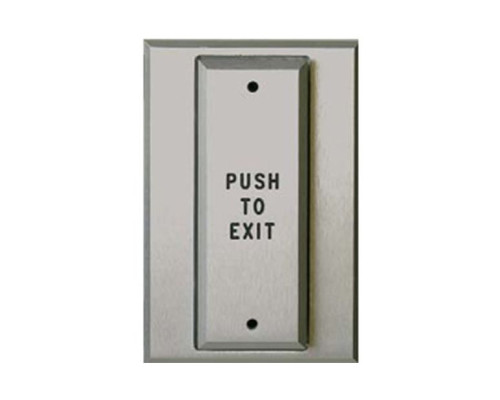 Alarm Controls PT5-111 T-Style Plate with Pneumatic Time Delay Switch, Clear Finish, Engraved 'PUSH TO EXIT' and Filled in Black Ink