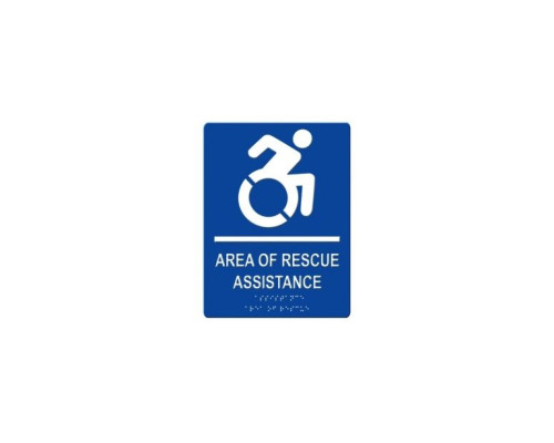 Alpha RSN7080NY Area of Rescue Assistance Wall Sign, Blue