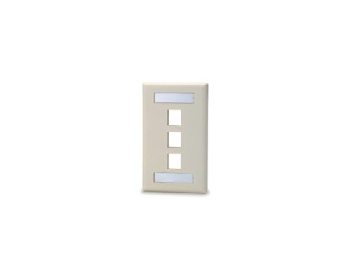 West Penn SKFL-3-IV 1G 3 Port Keystone Plate with Label, Light Ivory, 10 Pack