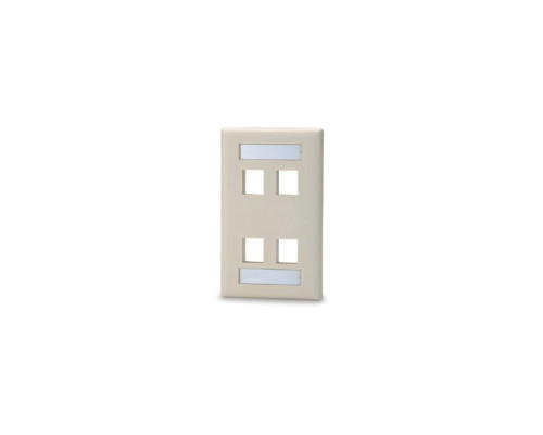 West Penn SKFL-4-IV 1G 4 Port Keystone Wall Plate with Label, Light Ivory, 10 Pack