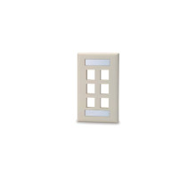 West Penn SKFL-6-IV 1G 6 Port Keystone Wall Plate with Label, Light Ivory, 10 Pack