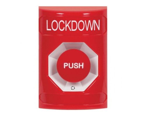 STI SS2001LD-EN Red No Cover Turn-to-Reset Stopper Station with LOCKDOWN Label English