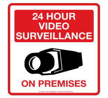 Maxwell STV-206 Video Monitoring Sign - 10.5 x 10.5 - Red & Black