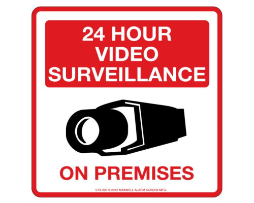 Maxwell STV-206 Video Monitoring Sign - 10.5 x 10.5 - Red & Black