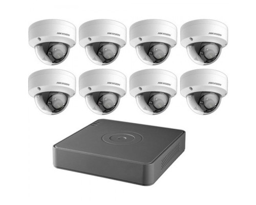 Hikvision T7108Q2TB 8-Channel 1080p DVR with 2TB HDD and 6 1080p Outdoor Dome Cameras Kit