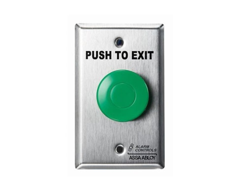 Alarm Controls TS-14 Single Gang Pneumatic Time Delay Green Push Button, 1 N/O & 1 N/C Contact, 'PUSH TO EXIT', Stainless Steel Plate