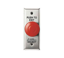 Alarm Controls TS-14NR Single Gang Pneumatic Time Delay Red Push Button, 1 N/O & 1 N/C Contact, 'PUSH TO EXIT', 1-3/4' Satin Stainless Steel Plate