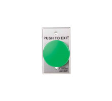 Alarm Controls TS-21G Single Gang 1 N/O & 1 N/C Momentary Switch, Green Mushroom, 'PUSH TO EXIT', Stainless Steel Plate