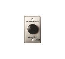 Alarm Controls TS-32B Single Gang 1.5' Diameter Black Mushroom Button, 'EMERGENCY DOOR RELEASE', Stainless Steel Wall Plate