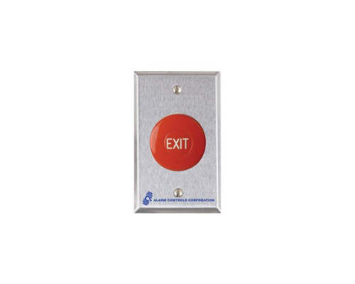 Alarm Controls TS-36 1-1/2' Diameter Red Mushroom Push Button, Engraved 'EXIT'