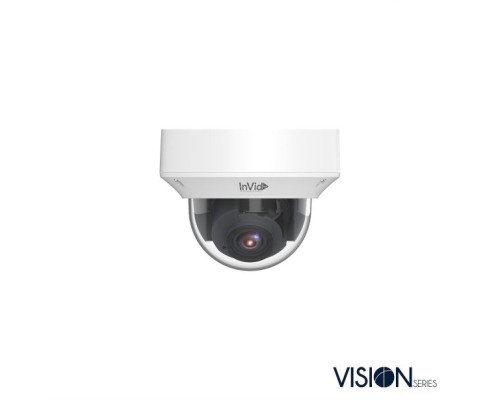 InVid VIS-P4DRXIRA2812 4 Megapixel IP Plug & Play, Outdoor Vandal Dome Camera, 2.8-12mm, White Housing