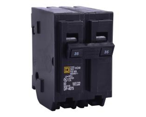 Square D HOM240, Mini Plug On Circuit Breaker, 2 Pole, 40 Amp, 120/240 VAC, 10 kA