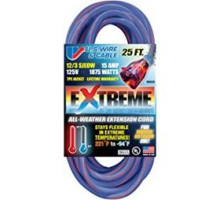 12/3 SJEOW Blue/Red 25ft Extreme Weather Extension Cord