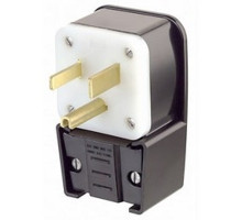 Leviton 9550-P, Straight Blade Plug, 50 Amp, 125 Volt, NEMA 5-50P, 2P, 3W, Angle