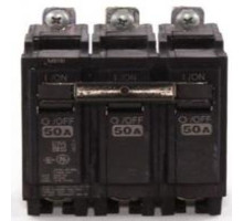 GE THHQB32050, Bolt On Circuit Breaker, 3 Pole, 50 Amp, 240 VAC, 22 kA