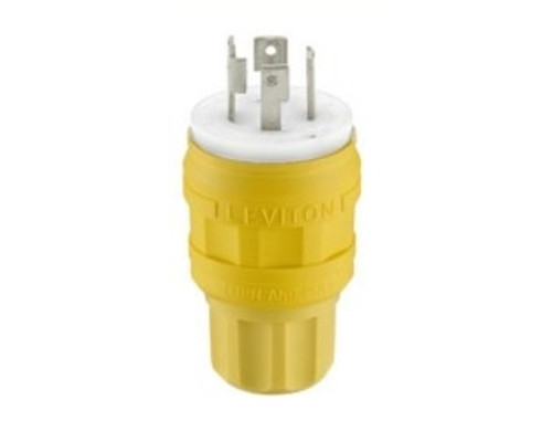 Leviton 28W76, Locking Plug, 30 Amp, 480 Volt, 3-Phase, NEMA L16-30P, 3P, 4W, Wetguard