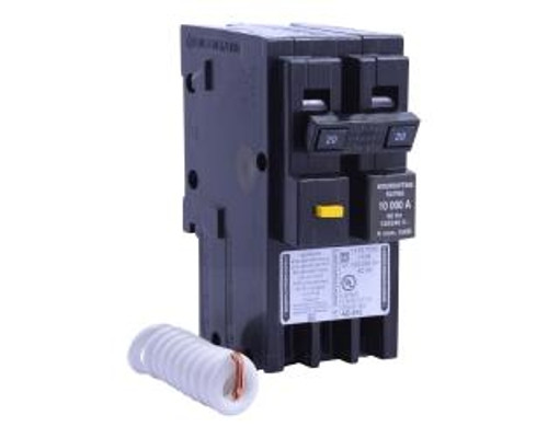 Square D HOM220GFI, Plug On Circuit Breaker, 2 Pole, 20 Amp, 120/240 VAC, 10 kA