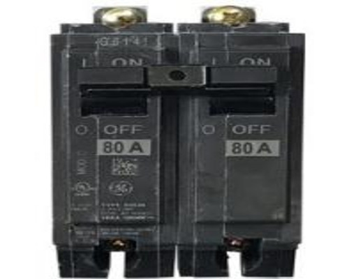 GE THQB2180, Bolt On Circuit Breaker, 2 Pole, 80 Amp, 120/240 VAC