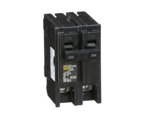 Square D HOM2125, Mini Plug On Circuit Breaker, 2 Pole, 125 Amp, 120/240 VAC, 10 kA