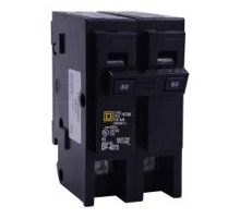 Square D HOM280, Mini Plug On Circuit Breaker, 2 Pole, 80 Amp, 120/240 VAC, 10 kA