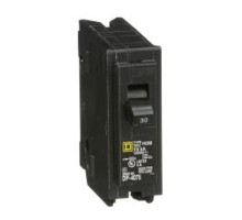 Square D HOM130, Mini Plug On Circuit Breaker, 1 Pole, 30 Amp, 120/240 VAC, 10 kA