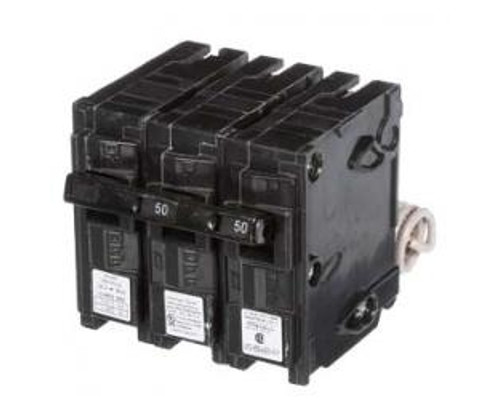 Siemens Q25000S01, Plug In Circuit Breaker, Shunt Trip, 2 Pole, 50 Amp, 120/240 VAC, 10 kA