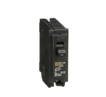 Square D HOM140, Mini Plug On Circuit Breaker, 1 Pole, 40 Amp, 120/240 VAC, 10 kA