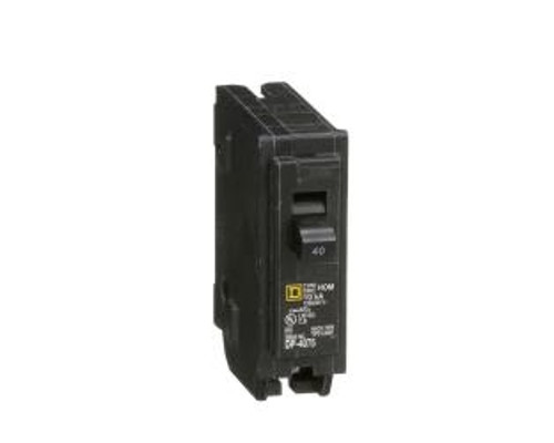 Square D HOM140, Mini Plug On Circuit Breaker, 1 Pole, 40 Amp, 120/240 VAC, 10 kA