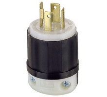 Leviton 2711, Locking Plug, 30 Amp, 125/250 Volt, NEMA L14-30P, 3P, 4W, Industrial Grade, Grounding, Black/White