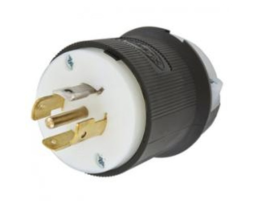 Hubbell HBL2511 Twist-Lock Plug 20 amp, 120/208VAC, 4 Pole, 5 Wire, L21-20P, Black and White