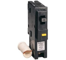 Square D HOM115GFI, Plug On Circuit Breaker, 1 Pole, 15 Amp, 120/240 VAC, 10 kA