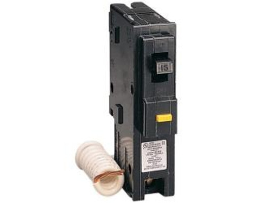 Square D HOM115GFI, Plug On Circuit Breaker, 1 Pole, 15 Amp, 120/240 VAC, 10 kA