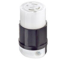 Leviton 2713, Locking Connector, 30 Amp, 125/250 Volt, NEMA L14-30R, 3P, 4W, Grounding, Industrial Grade, Black/White