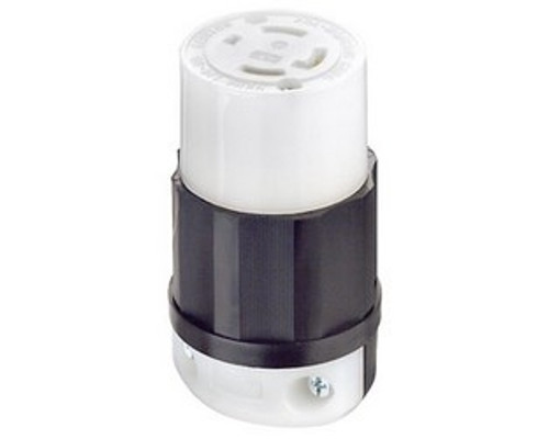 Leviton 2713, Locking Connector, 30 Amp, 125/250 Volt, NEMA L14-30R, 3P, 4W, Grounding, Industrial Grade, Black/White