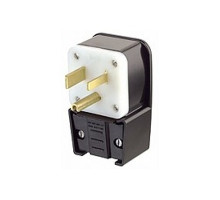 Leviton 9650-P, Straight Blade Plug, 50 Amp, 250 Volt, NEMA 6-50P, 2P, 3W, Angle