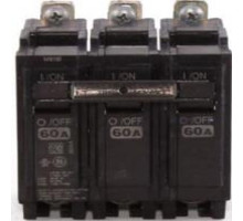 GE THHQB32060, Bolt On Circuit Breaker, 3 Pole, 60 Amp, 240 VAC, 22 kA