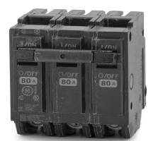 GE THQL32080, Plug-In Standard Miniature Circuit Breaker, 80 Amp, 120/240V AC