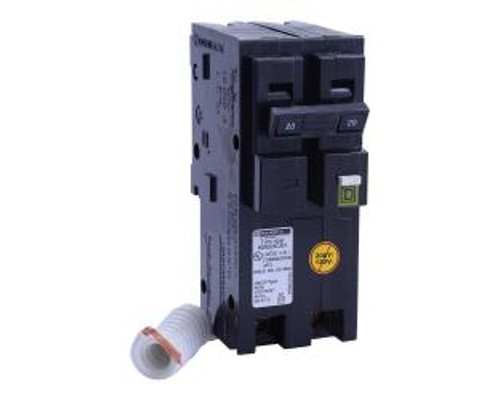 Square D HOM220CAFI, Plug On Circuit Breaker, 2 Pole, 20 Amp, 120/240 VAC, 10 kA