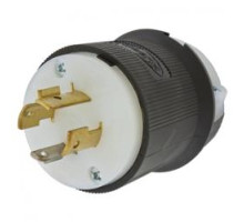 Hubbell HBL2411 Twist-Lock Plug 20 amp, 125V/250V, 3 Pole, 4 Wire, L14-20P, Black and White