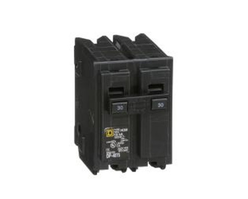 Square D HOM230, Mini Plug On Circuit Breaker, 2 Pole, 30 Amp, 120/240 VAC, 10 kA