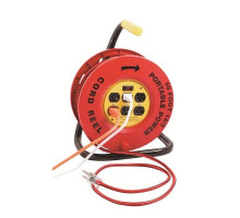 Southwire E235, 50 ft. 14/3 Red Cord Reel Power Station with 6 Outlets