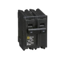 Square D HOM225, Mini Plug On Circuit Breaker, 2 Pole, 25 Amp, 120/240 VAC, 10 kA