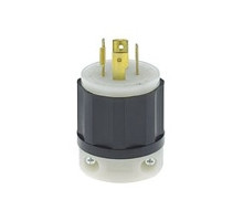 Leviton 2411, Locking Plug, Industrial Grade, 20 Amp, 125/250 Volt, NEMA L14-20P, 3P, 4W